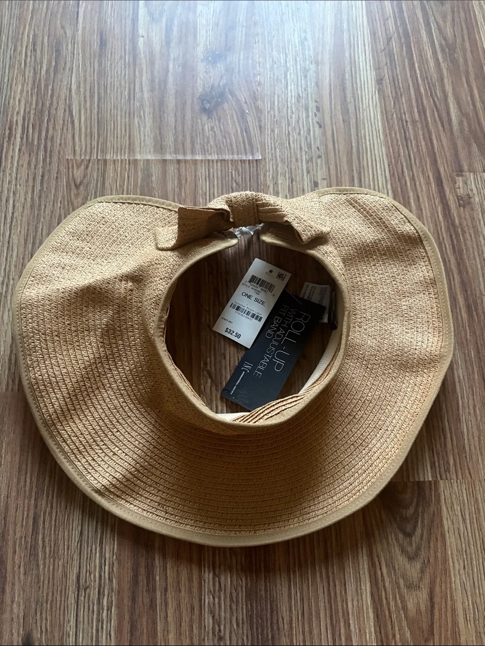 INC International Concepts Tan Roll-Up Bow Visor